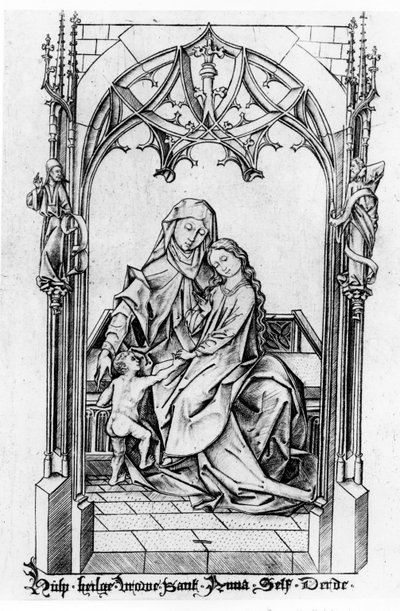 Szent Anna Máriával és a gyermekkel, 1465-1500 körül alkotó: Israhel van Meckenem the younger